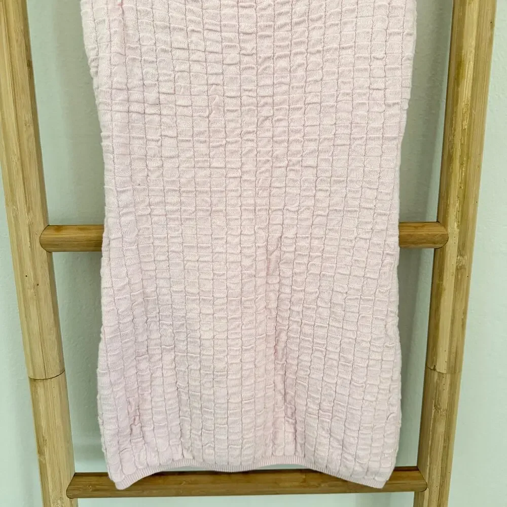 NWOT Free People Beach Short & Sweet Mini Dress Pink Dogwood Textured Knit XS